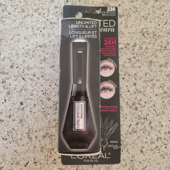 L'Oreal Paris Unlimited Mascara Length & Lift 236 Black Brown Bendable Wand✨️NEW